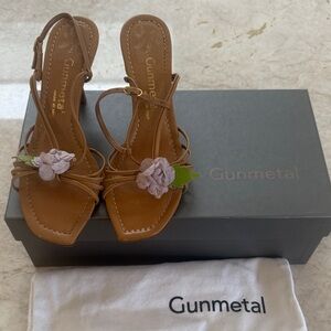 Tan Heels with Floral Detail